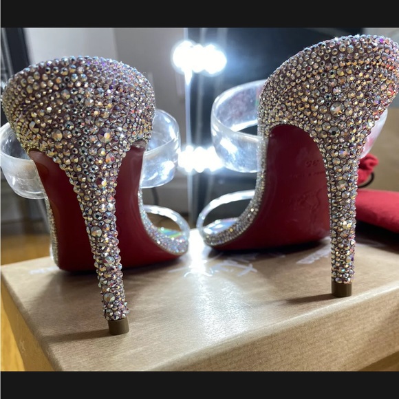 Christian Louboutin Just Strass 85 Crystal Embellished PVC Iridescent Heel *RARE - Picture 8 of 16
